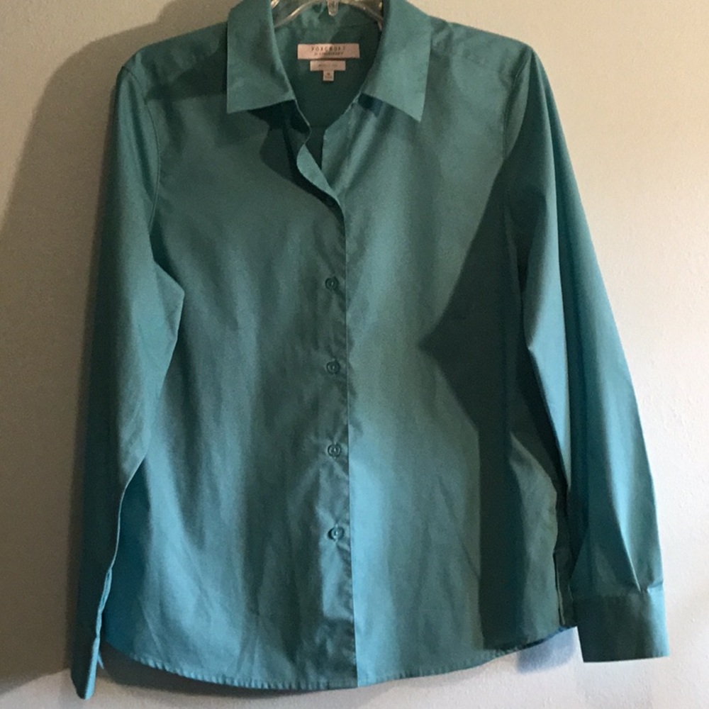 Foxcroft Wrinkle Free Aqua Collared Shirt